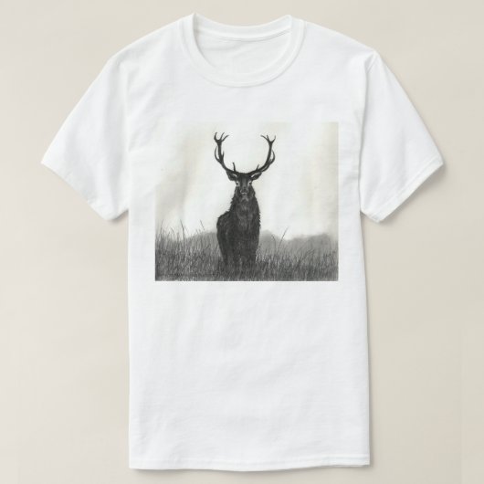 Der mutige T - Shirt der Elch-Hirsch-Kunst-weißen (Design vorne)