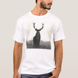Der mutige T - Shirt der Elch-Hirsch-Kunst-weißen