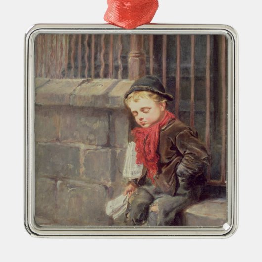 Der Nachrichten-Junge Silbernes Ornament (Vorne)