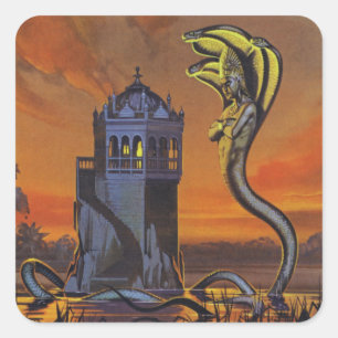 Der Naga-König (Farbelitho) Quadratischer Aufkleber