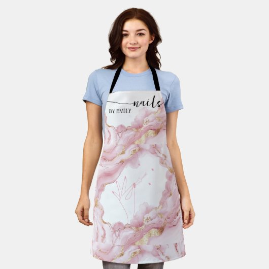 Der Nagel aus Marmor in Rosa und Gold Schürze (Getragen)