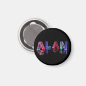 Der Name Alan in Lights Magnet (Vorderseite/Rückseite)