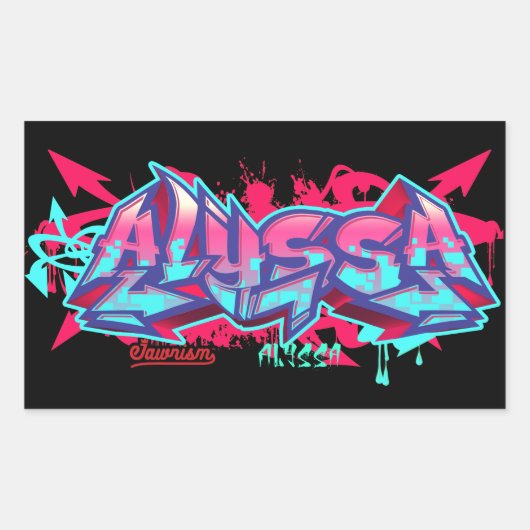 Der Name Alyssa in Graffiti-Rectangle-Stickern Rechteckiger Aufkleber (Vorderseite)