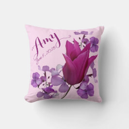 Der Name Amy baby girl floral pink tulip Kissen
