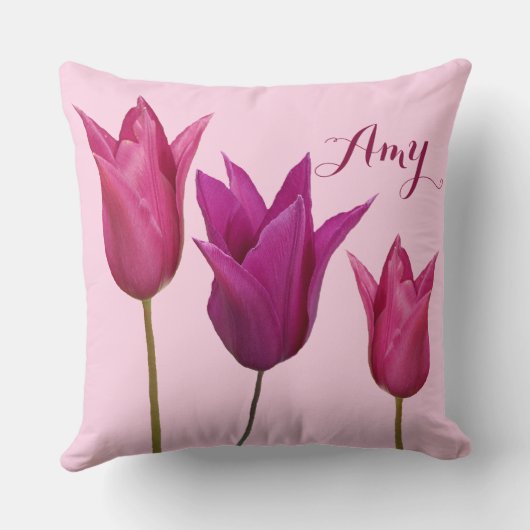 Der Name Amy hübsch rosa tulips floral Kissen (Rückseite)