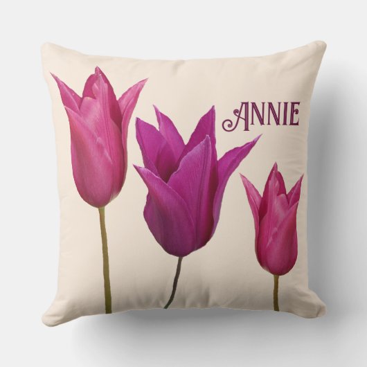 Der Name Annie hübsch pink tulips floral Kissen (Rückseite)
