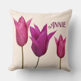 Der Name Annie hübsch pink tulips floral Kissen