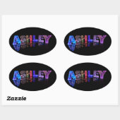 Der Name Ashley in 3D Lights Ovaler Aufkleber (Blatt)