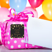 Der Name "Birday Party Black Gold Stars" Quadratischer Aufkleber