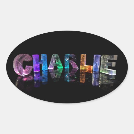 Der Name Charlie in 3D Lights Ovaler Aufkleber (Vorderseite)