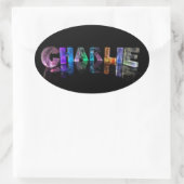 Der Name Charlie in 3D Lights Ovaler Aufkleber (Tasche)