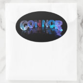 Der Name Connor in 3D Lights Ovaler Aufkleber (Tasche)