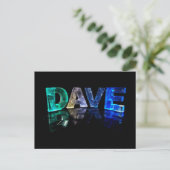 Der Name Dave in 3D-Leuchten (Foto) Postkarte (Stehend Vorderseite)