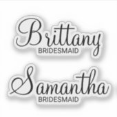 Der Name der modernen Personalisierten Bridesmaid Aufkleber (Vorderseite)