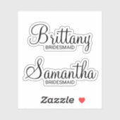 Der Name der modernen Personalisierten Bridesmaid Aufkleber (Blatt)