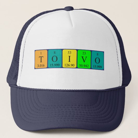 Der Name der periodischen Toivo-Tabelle Truckerkappe (Vorderseite)