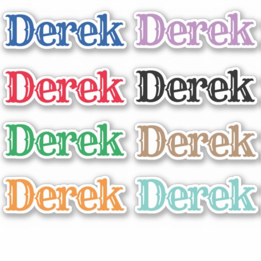 Der Name Derek Aufkleber (Vorderseite)