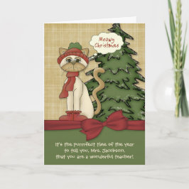 Der Name des anpassbaren Lehrers Meowy Christmas K Feiertagskarte