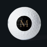 Der Name des benutzerdefinierten schwarzen Monogra Golfball<br><div class="desc">Custom Monogram Black Gold Elegante Script Name Personalisierte Golfbälle</div>