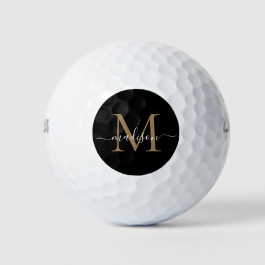Der Name des benutzerdefinierten schwarzen Monogra Golfball (Vorderseite)