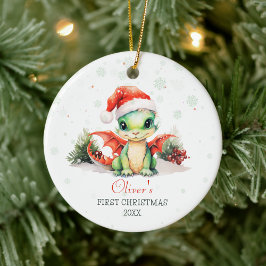 Der Name des ersten Weihnachtswatercolor-Drachen d Keramik Ornament