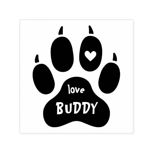 Der Name des Hundes Funny Pet Print Heart & Signat Permastempel (Design)