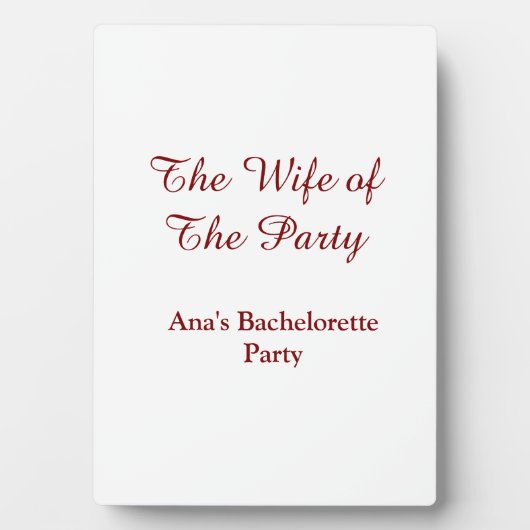 Der Name des Junggesellinnenabschieds der Ehefrau Fotoplatte (Vorderseite)