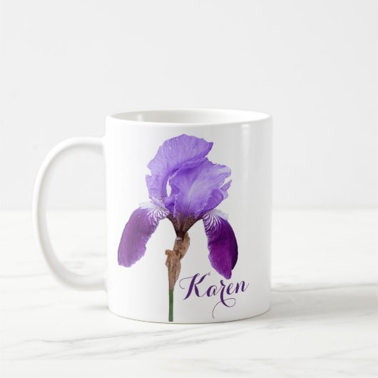 Der Name des Karen Mädchens lila iris floral Kaffeetasse (Links)