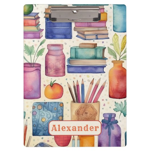 Der Name des modernen Musters "Zurück zu Schulmate Klemmbrett (Vorderseite)