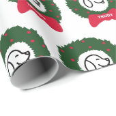 Der Name des WeihnachtsKranz-Welpen vom Hund Geschenkpapier (Rolleneckpunkt)