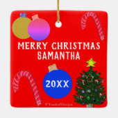 Der Name des Weihnachtsmanns in Nizza Keramikornament (Rückseite)