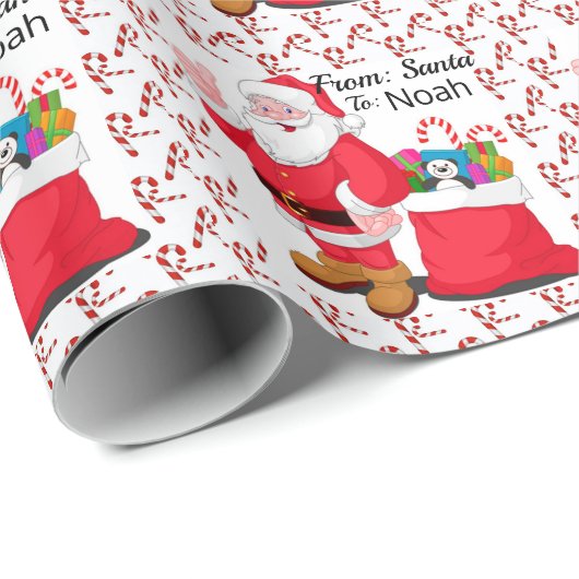 Der Name des Weihnachtsmanns Kind personalisieren Geschenkpapier (Rolleneckpunkt)