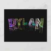 Der Name Dylan in 3D-Leuchten (Foto) Postkarte (Vorderseite)