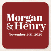 Der Name Einfach Modernes Elegantes Mono Hochzeit Rechteckiger Pappuntersetzer (Vorderseite)