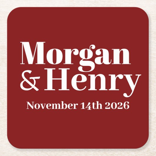 Der Name Einfach Modernes Elegantes Mono Hochzeit Rechteckiger Pappuntersetzer (Vorderseite)