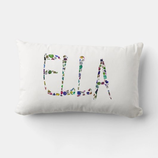 Der Name ELLA aus Edelsteinen Lendenkissen (Rückseite)