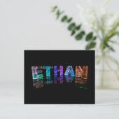 Der Name Ethan in 3D-Leuchten (Foto) Postkarte (Stehend Vorderseite)