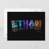 Der Name Ethan in 3D-Leuchten (Foto) Postkarte (Vorne/Hinten)