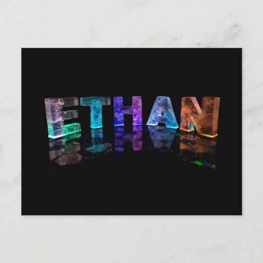 Der Name Ethan in 3D-Leuchten (Foto) Postkarte (Vorderseite)