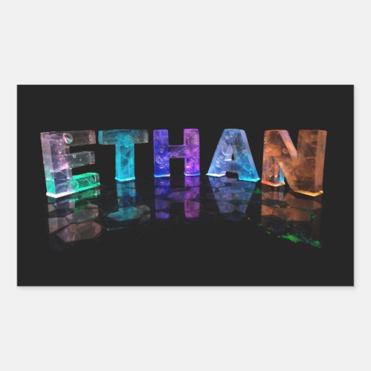 Der Name Ethan in 3D-Leuchten (Foto) Rechteckiger Aufkleber (Vorderseite)