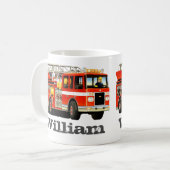 Der Name-Feuer-LKW des Kindes Kaffeetasse (Vorderseite Links)