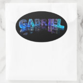 Der Name Gabriel in 3D-Leuchten (Foto) Ovaler Aufkleber (Tasche)