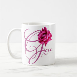 Der Name Grace hübsch rosa Rosa Blütenblume Kaffeetasse