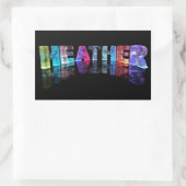 Der Name Heather in 3D-Leuchten (Foto) Rechteckiger Aufkleber (Tasche)