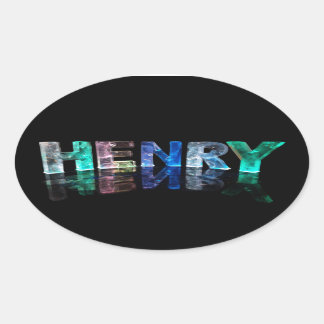 Der Name Henry in 3D-Leuchten (Foto) Ovaler Aufkleber