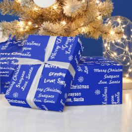 Der Name Ihres Kindes auf blauem Geschenk Wrap von Geschenkpapier