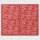 Der Name Ihres Kindes auf dem roten Papier vom Wei Geschenkpapier (Flach)