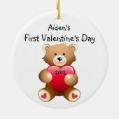 Der Name Ihres Kindes: Erster Valentinstag Keramikornament (Hinten)