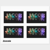 Der Name Jakob in 3D-Leuchten (Foto) Rechteckiger Aufkleber (Blatt)