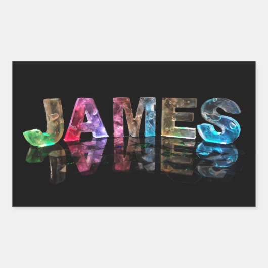 Der Name James in 3D-Leuchten (Foto) Rechteckiger Aufkleber (Vorderseite)